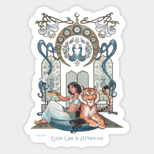 Mili Fay’s Every Girl Is A Princess: Aladdin — Jasmine and Rajah Sticker